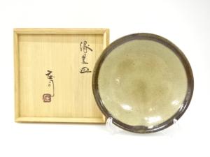 人間国宝　浜田庄司造　縁黒皿